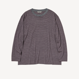 Soft Smooth Wool Stripe Jersey L/s Tee in Gray Stripe
