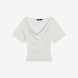 Madeo Cowl Neck Tee in Ivory