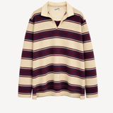 Striped Jersey Polo in Aubergine Stripe