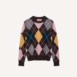 Ava Argyle Crewneck 6 Colours in Porcupine With Pink & Cowslip