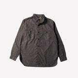 Relaxed Fit Melange Flannel Shirt in Gray Check