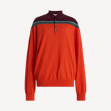 Silk Colorblocked Long Sleeve Polo in Sriracha