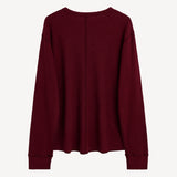Long Sleeve Waffle Tee in Burgundy