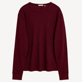 Long Sleeve Waffle Tee in Burgundy