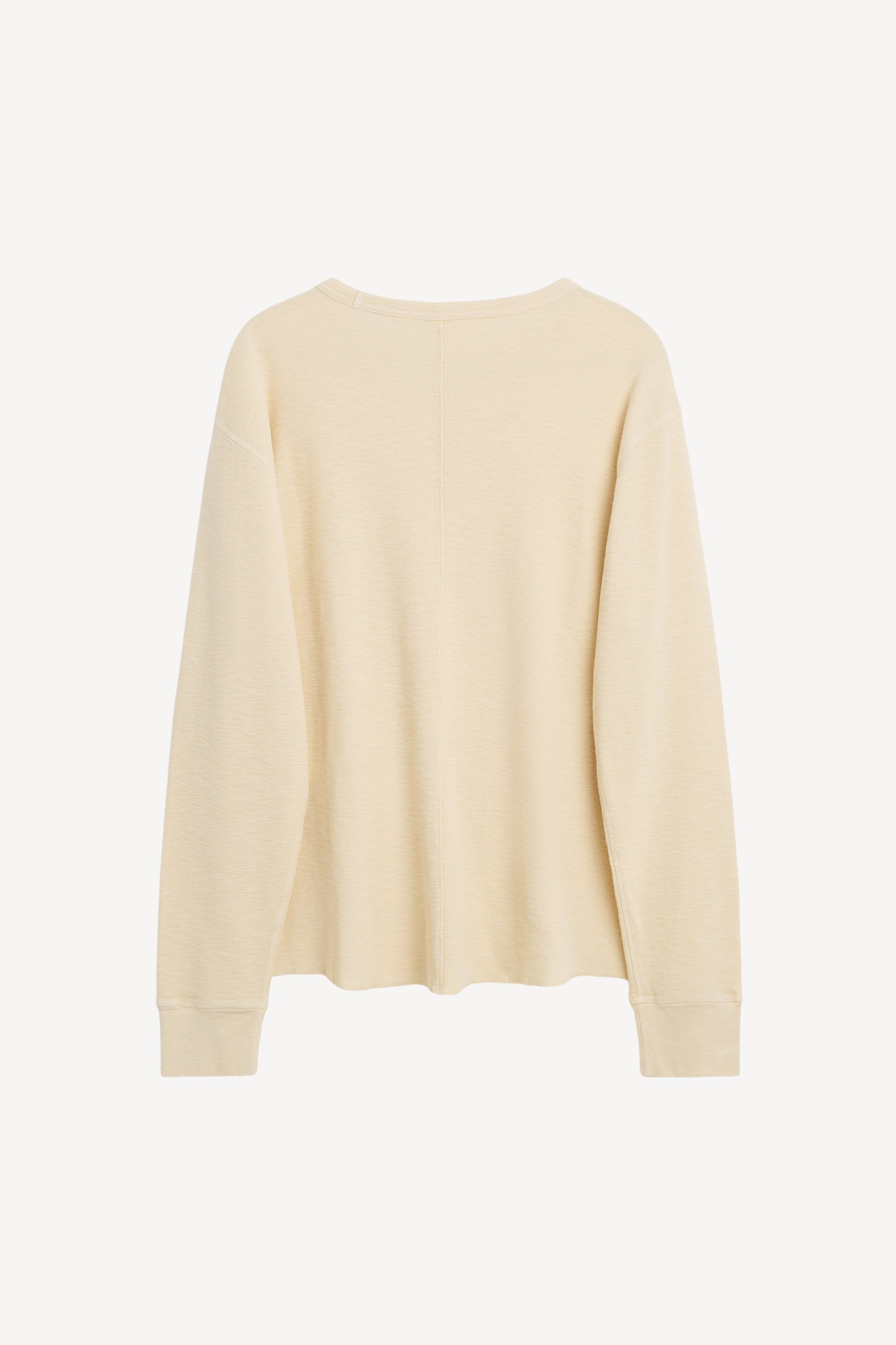 Long Sleeve Waffle Tee in Beige