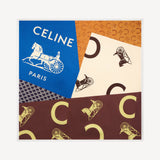 Square in Silk Twill Vanilla/Bright Blue/Brown