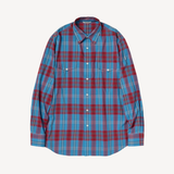 High Twist Cotton Silk Check Shirt in Blue Check