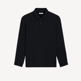 Natural Tennis Long Sleeve Polo in Black