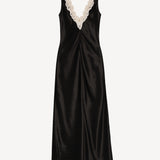 Lace V-Neck Dress in Black