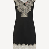 Bea Satin Lace Mini Dress in Black/Bone