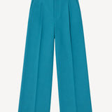 Straight Wool Twill Pants in Blue
