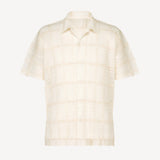 Lace Grid Pleats in White