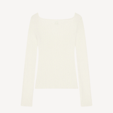 Square Neck Rib Knit Sweater in Pillow