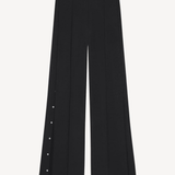 Snap Twill Flare Pants in Black