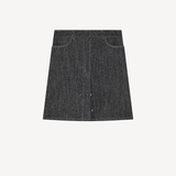 Denim Tweed Pencil Skirt in Black/heritage White