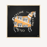 Square in Silk Twill Black/Orange/Offwhite