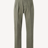 Pleated Twill Chinos in Olive