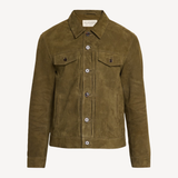 Liam Goat Leather Suede Jacket in Olive