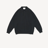Silk Mixed Knitted Polo in Ink Black