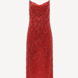 Sil Coupe Feather Dress in Flash Red