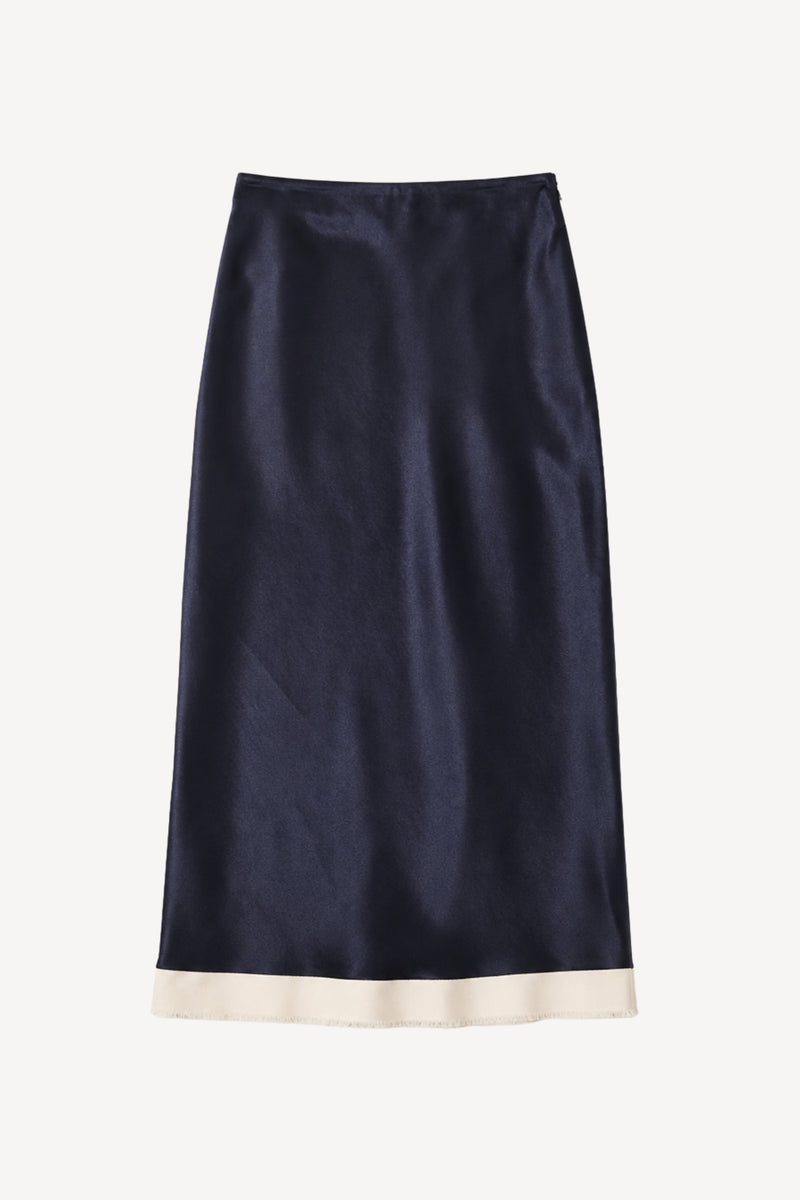 Bias Ribbon Skirt in Navy