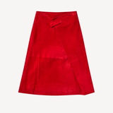 Soft Suede Calf Leather Wrap Skirt