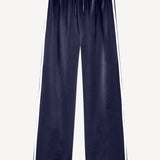 The Silk Lace Stripe Crop Pant in Navy