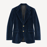 Single-Breasted Jacket In Night Blue Velvet