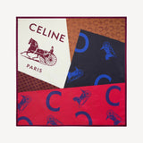 Square in Silk Twill Tan/Red/Blue
