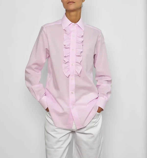New Ruffle Shirt in Pale Pink