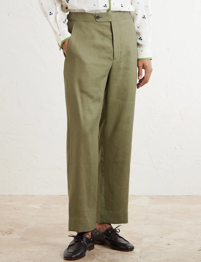 Lightweight Linen Side Buckle Trouser