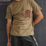 Paisley Tee in Olive + Burgundy