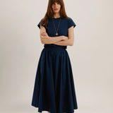 Kyria Skirt In Cotton Poplin in Navy