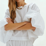 The Balon Top In Cotton Poplin in White
