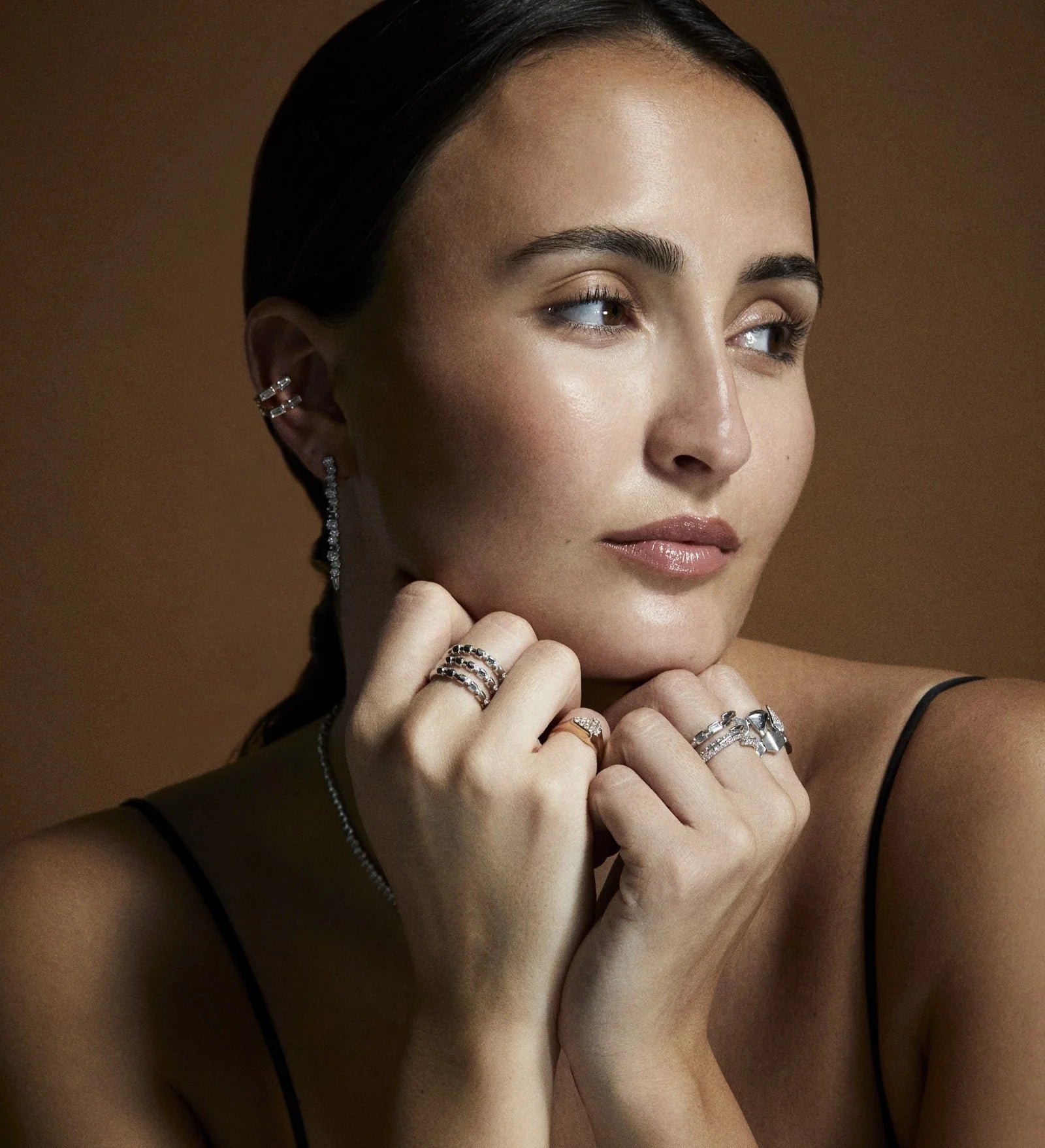 Long Tennis Earring In White Gold