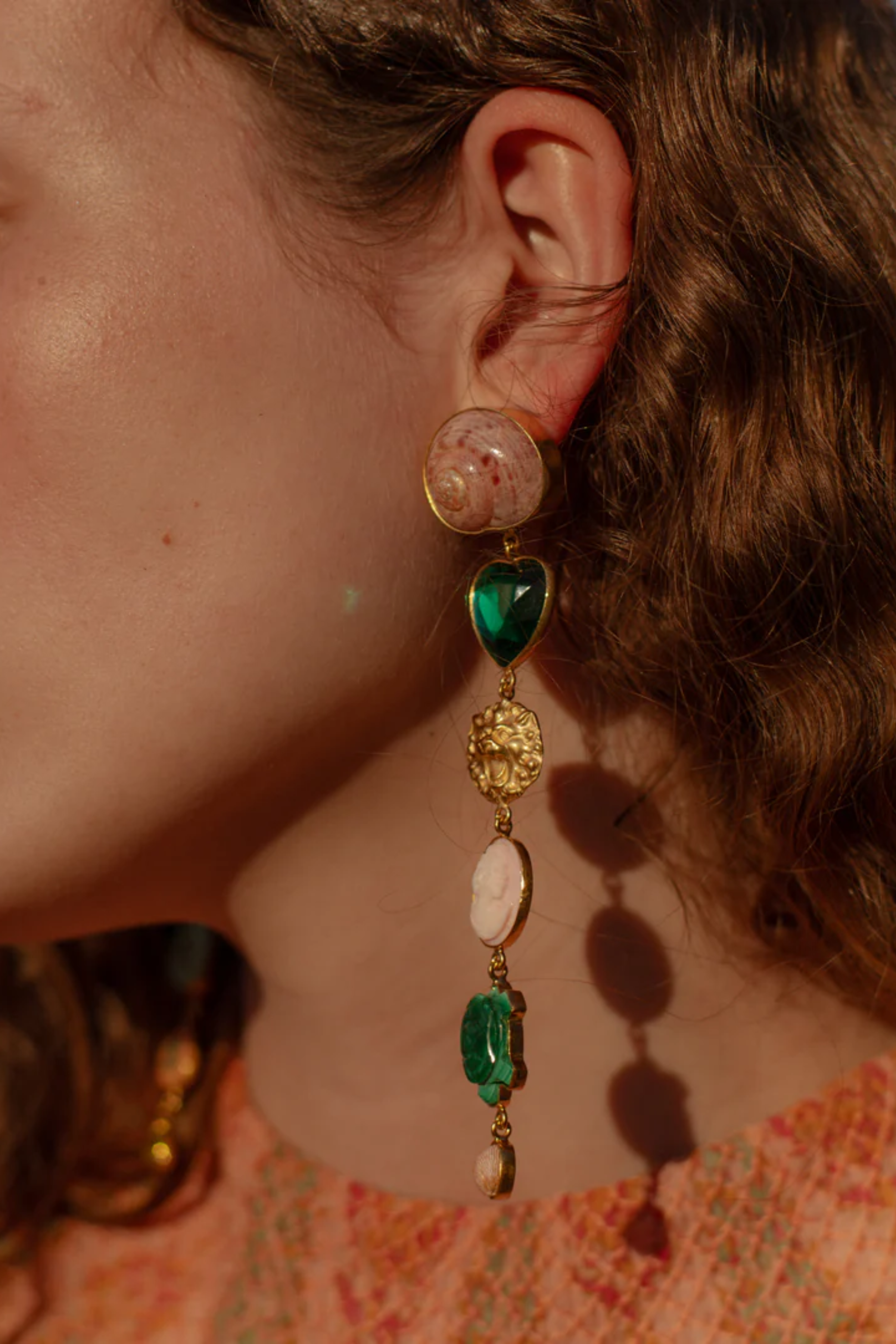 Green Heart & Star Earrings