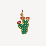 Enamel Blooming Cactus Charm in 22k Gold