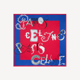 35" Square Scarf in Red & Blue