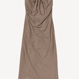 Airy Light Cotton Check Strapless Dress