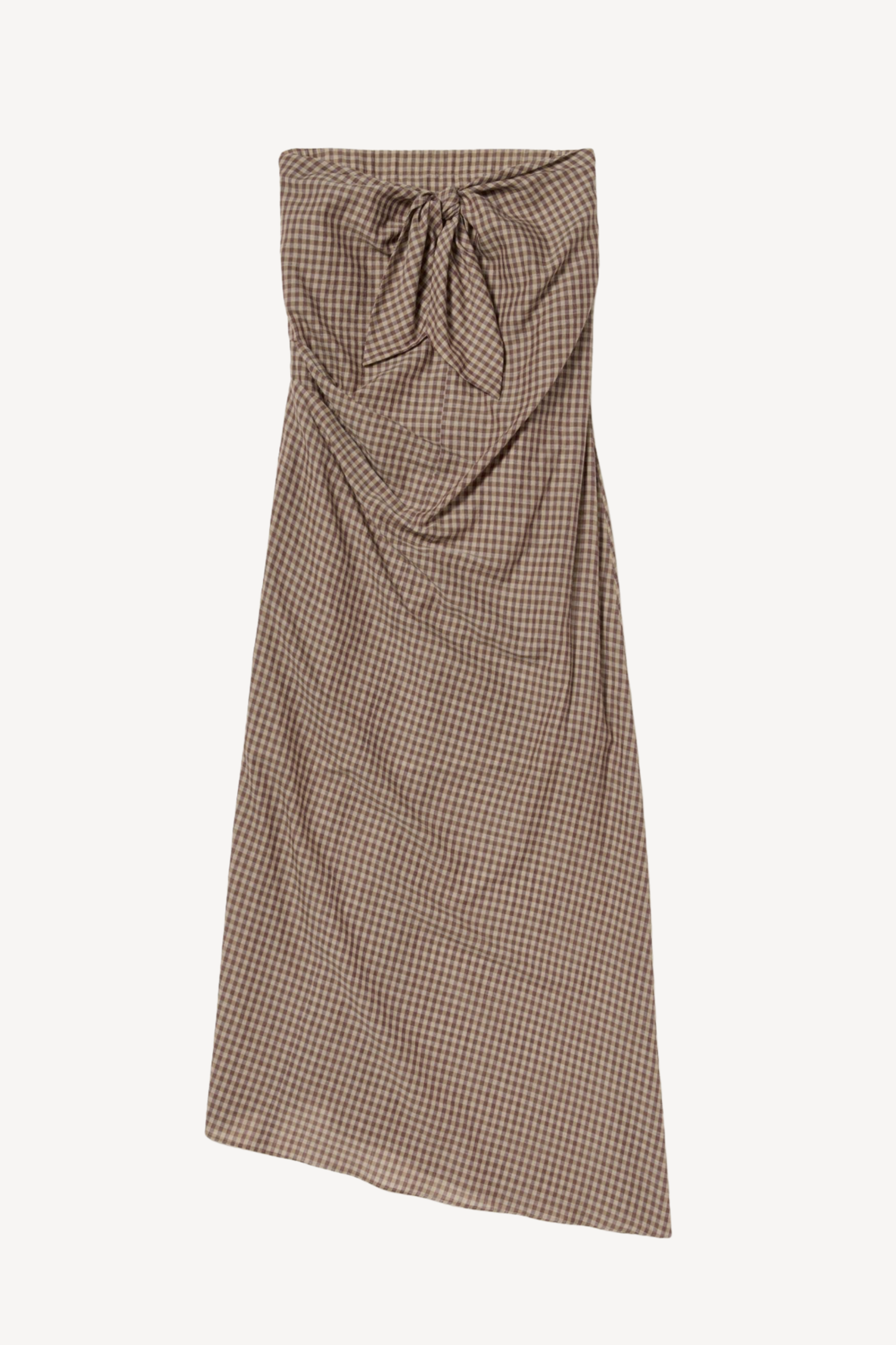 Airy Light Cotton Check Strapless Dress
