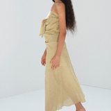 Airy Light Cotton Check Strapless Dress