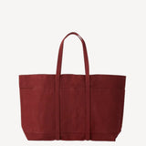 Washed Canvas 6-Pocket Tote L in Burgundy