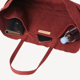 Washed Canvas 6-Pocket Tote L in Burgundy