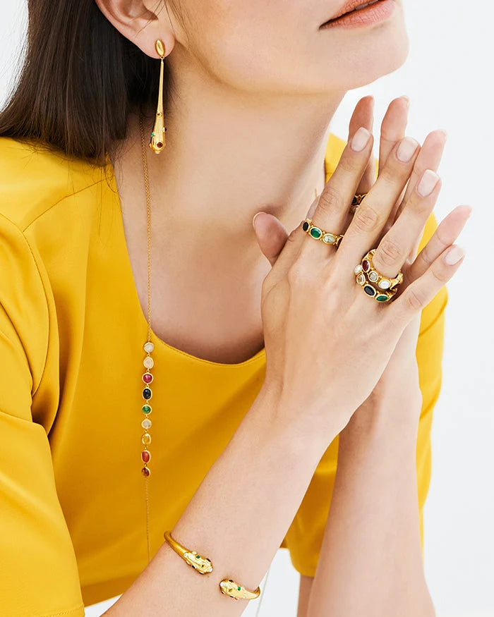 Navaratna Stardust Drop Pendant Earrings