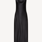 Emi Hammered Satin Draped Neck Dress