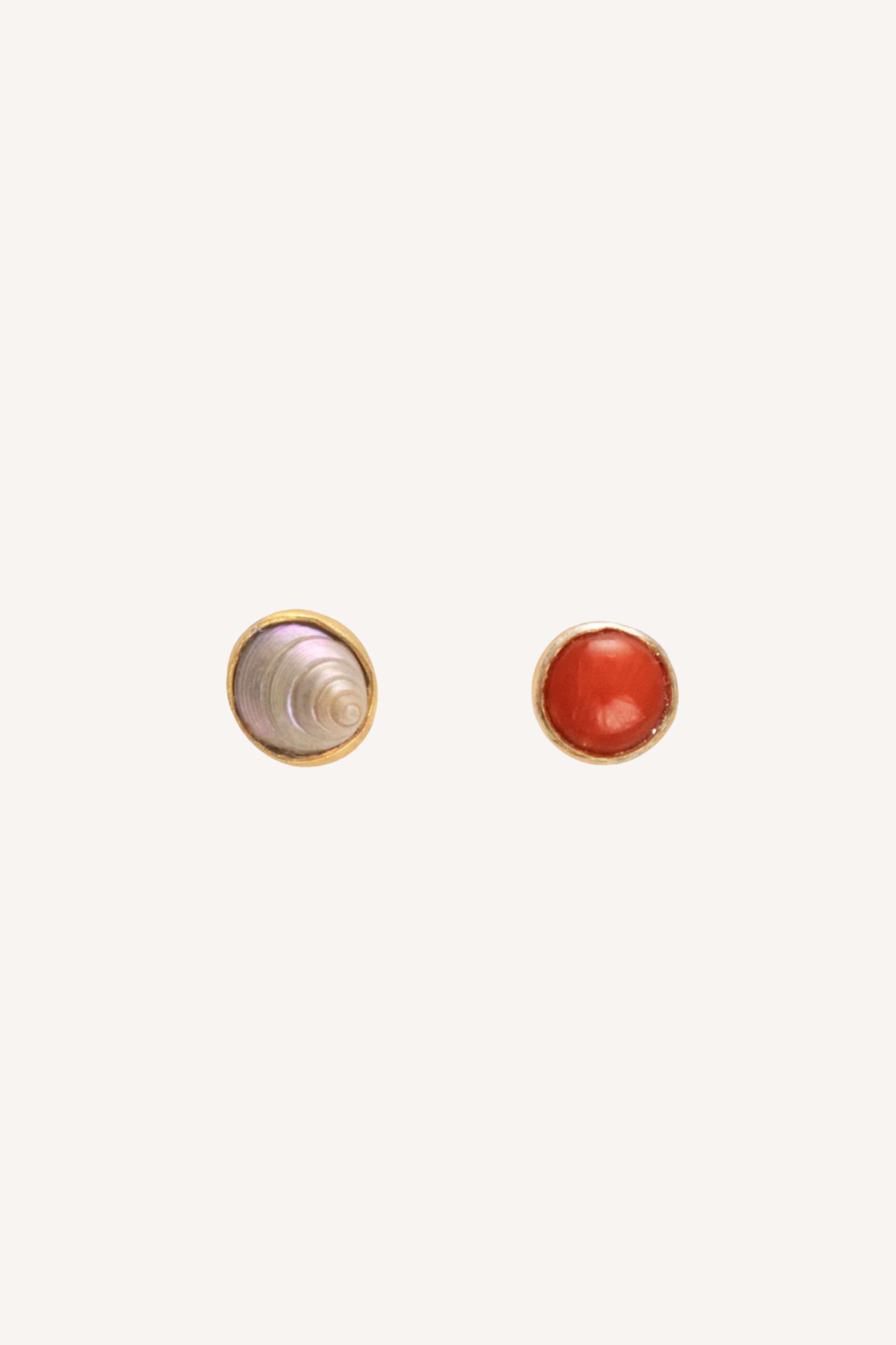 Mismatched Stud Earrings (Shell/Coral)