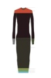 Colorblocked Long Sleeve Bodycon Dress in Winestain Multi