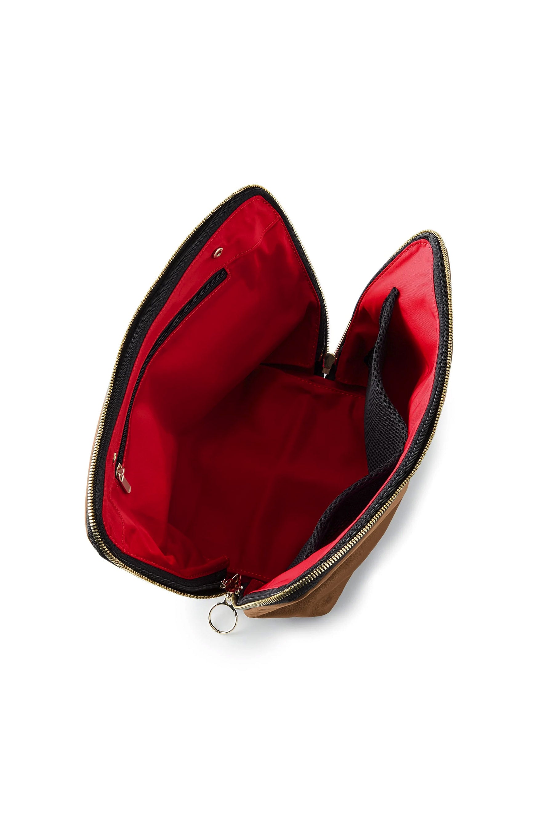 Camel & Red Vacationer Makeup Bag