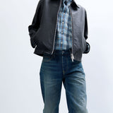 Short Leather Jacket in Black