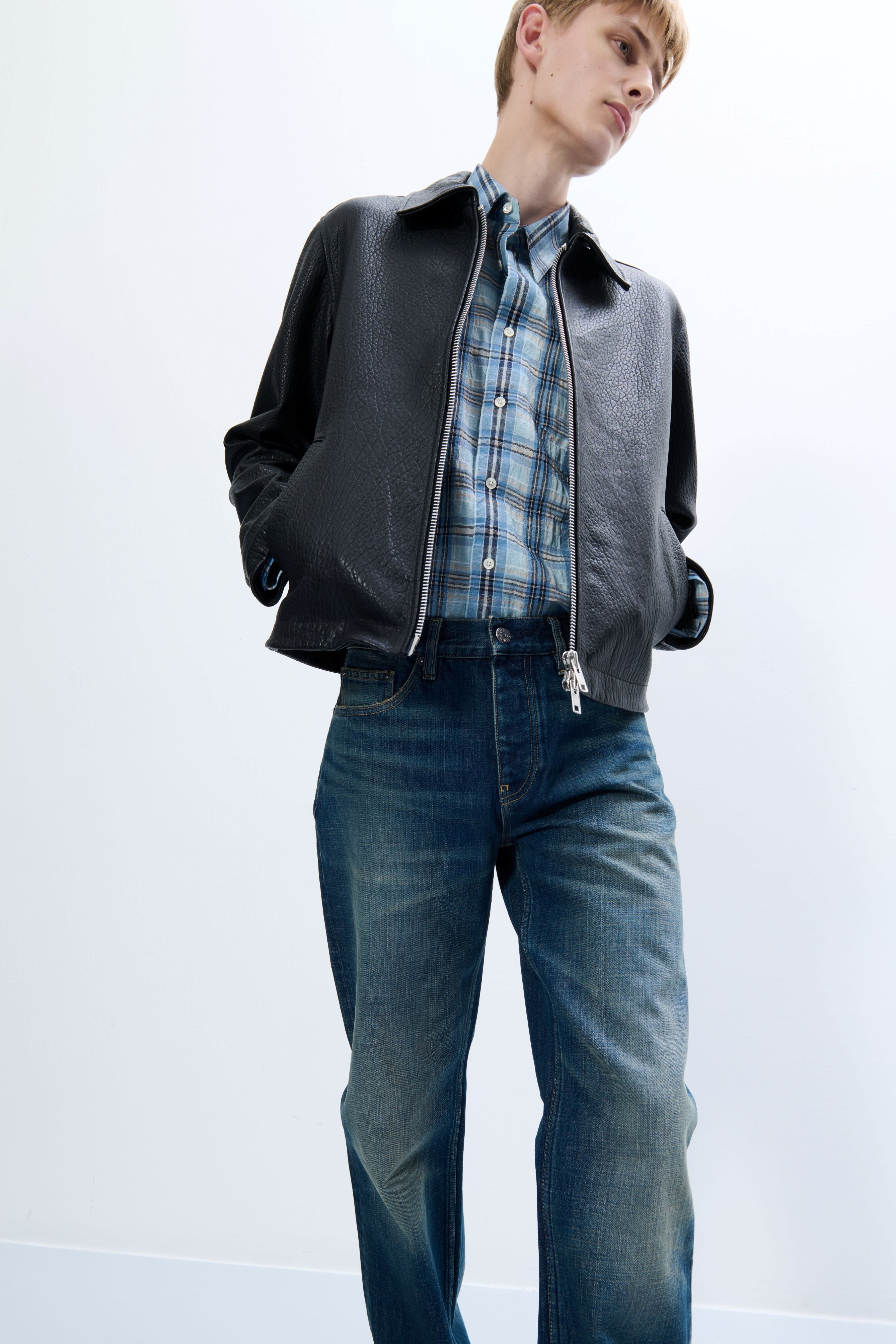 Short Leather Jacket in Black